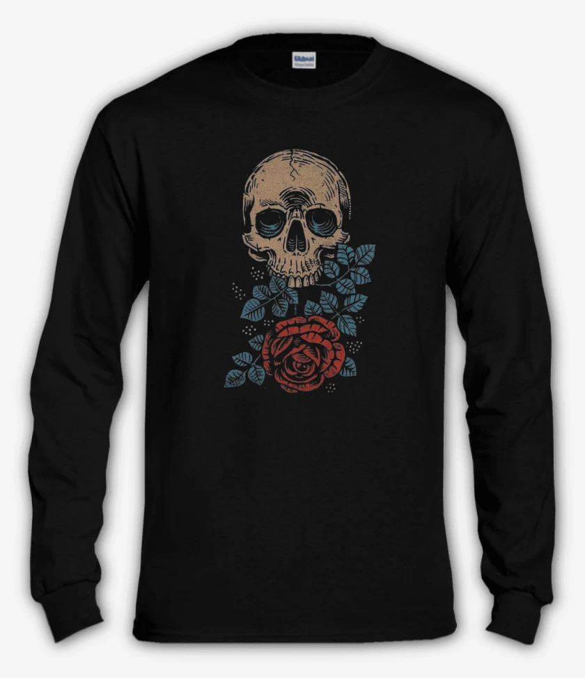 Polera manga larga Negro de Skull and roses