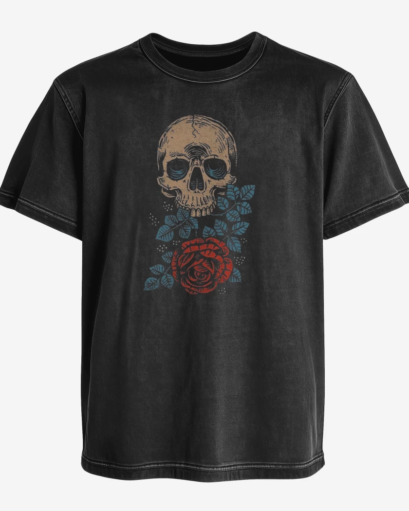 Polera desgastada Negro de Skull and roses