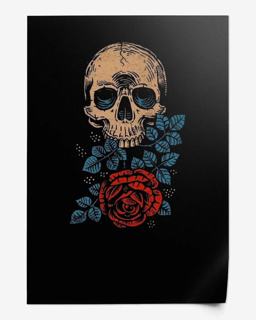 Print Skull and roses