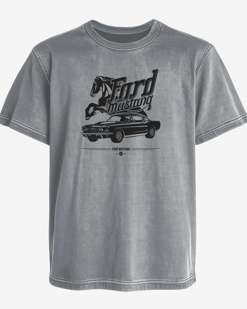Polera desgastada Gris Melange de Ford Mustang