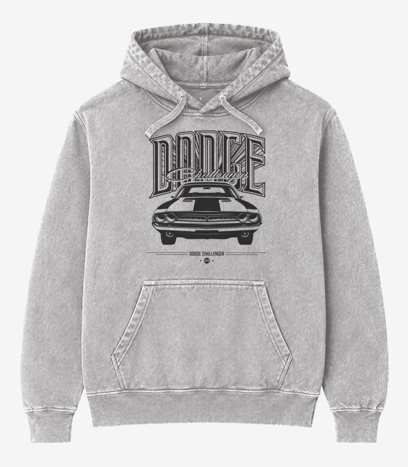 Poleron Canguro Acid Wash Gris Melange de Dodge Challenger 2