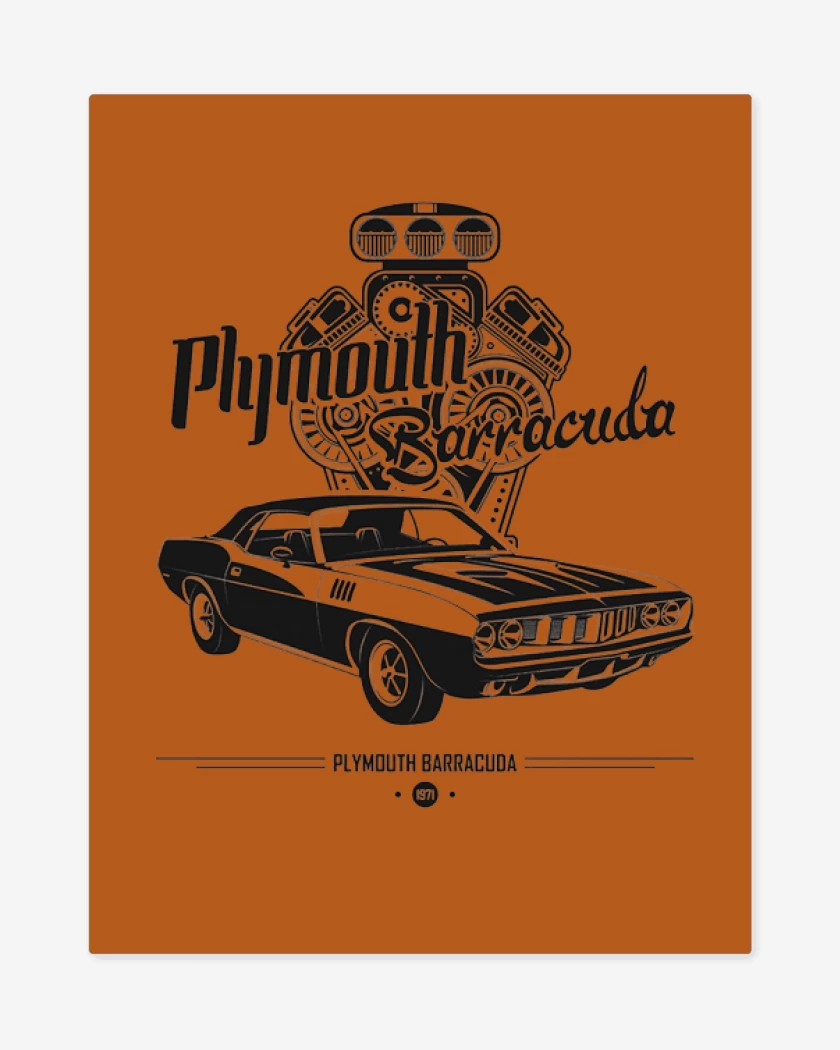 Print metalico Naranjo de Plymouth Barracuda