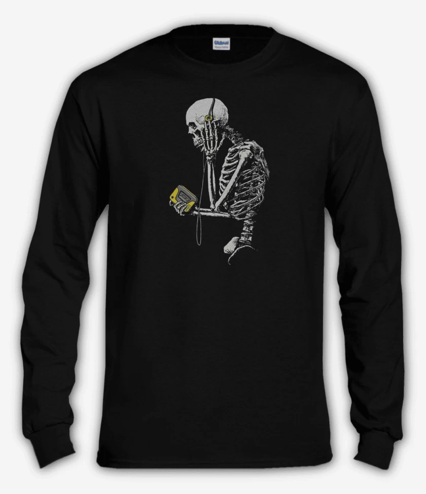Polera manga larga Negro de Skull walkman