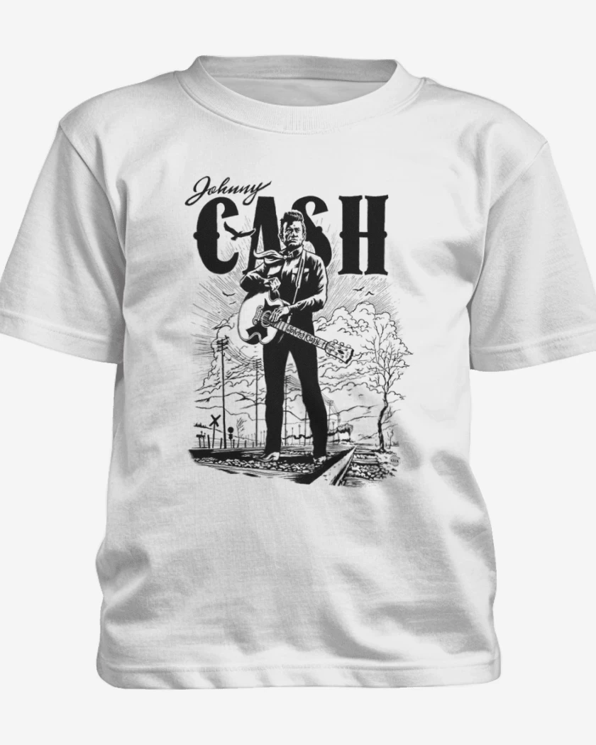 Polera de niño Blanco de Johnny cash