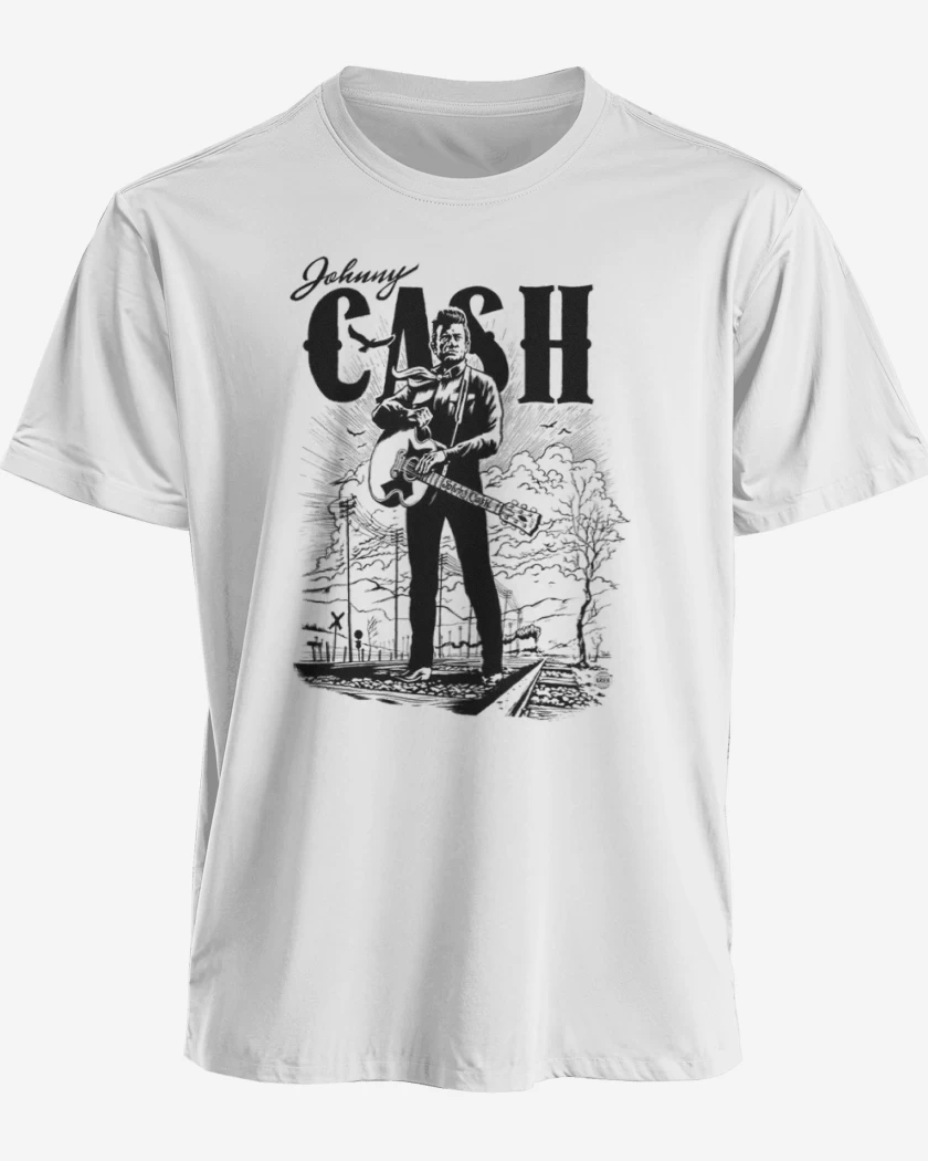 Polera premium Blanco de Johnny cash