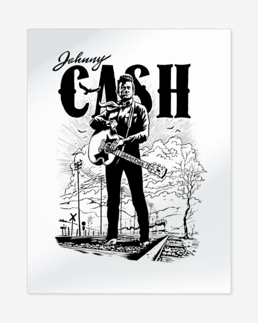 Print metalico Blanco de Johnny cash