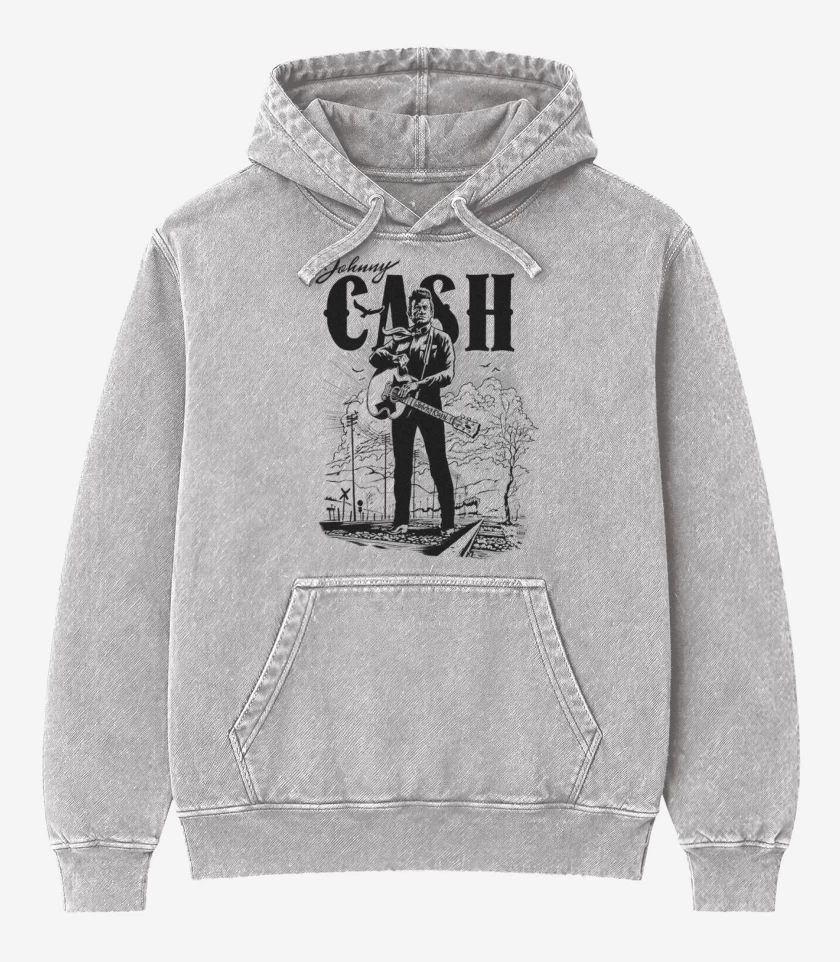 Poleron Canguro Acid Wash Gris Melange de Johnny cash