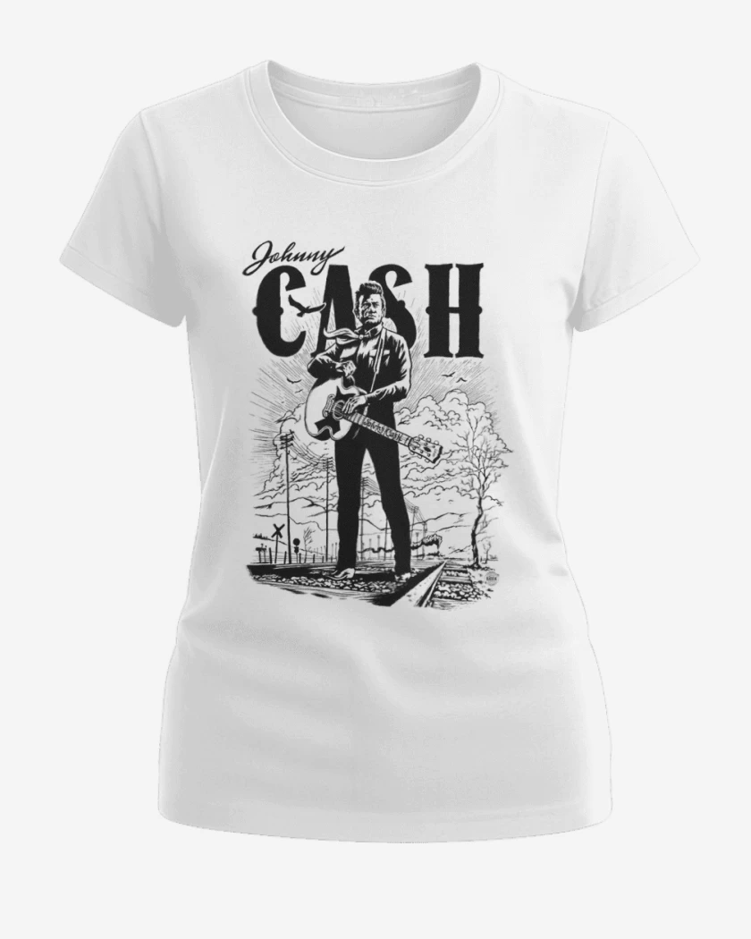 Polera de Mujer Blanco de Johnny cash