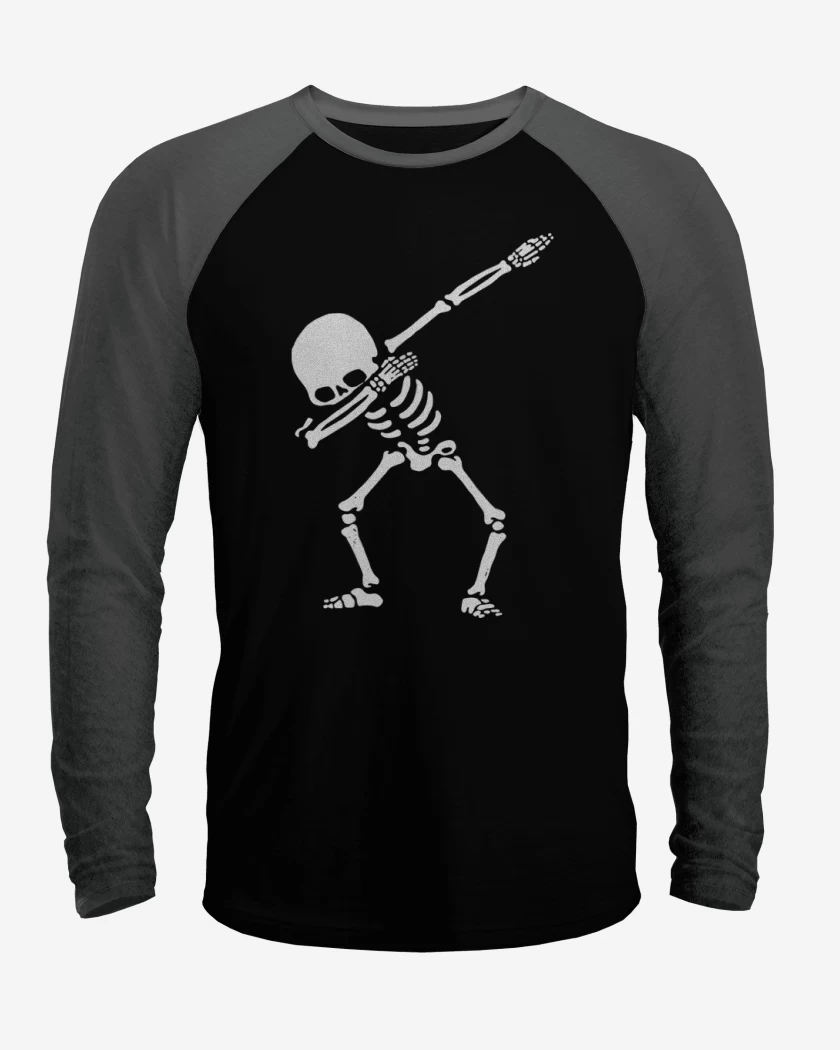 Polera Raglan Negro / Negro Heather de Esqueleto 2