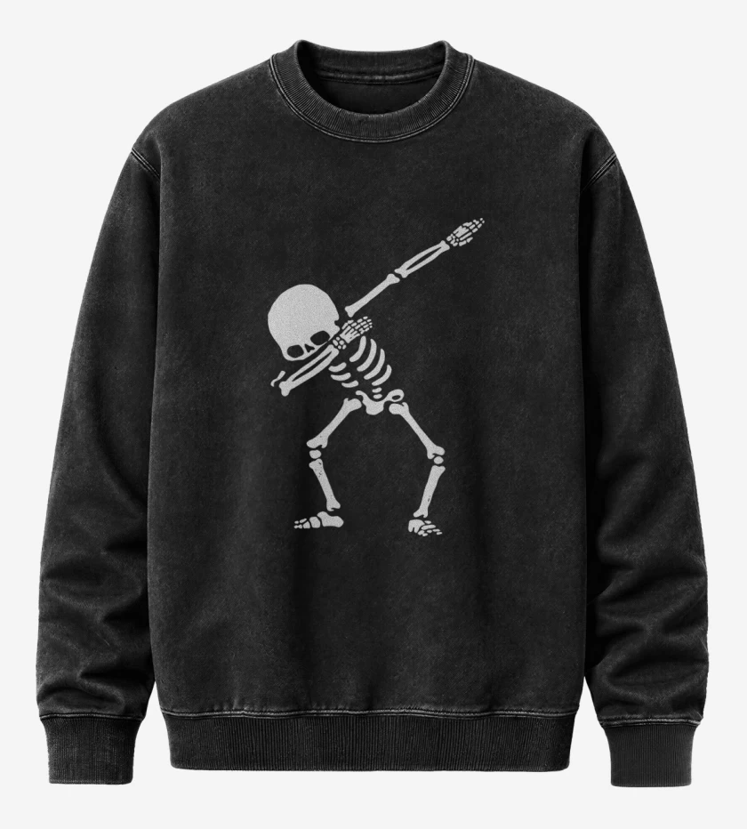Poleron Polo Acid Wash Negro de Esqueleto 2