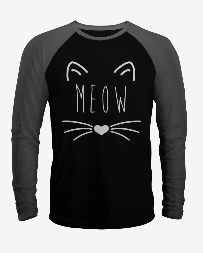 Polera Raglan Negro / Negro Heather de meow