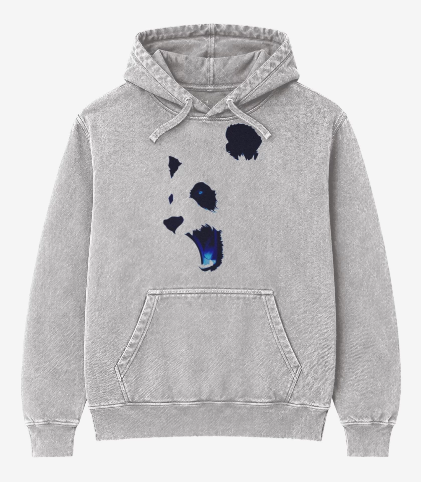 Poleron Canguro Acid Wash Gris Melange de Angry panda