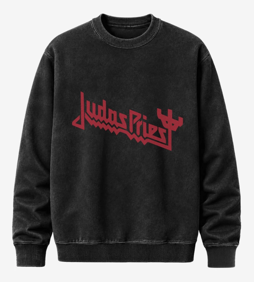 Poleron Polo Acid Wash Negro de Judas Priest Logo