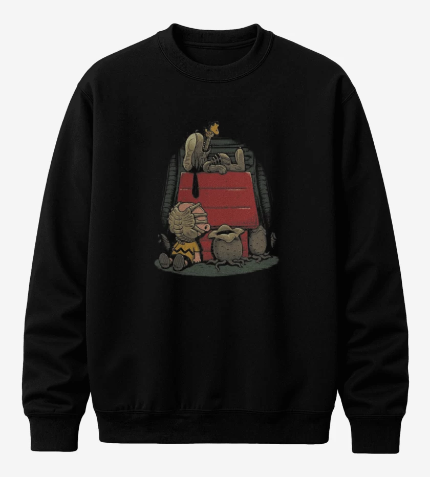 Poleron polo Negro de Snoopy terror