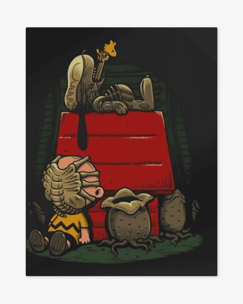 Print metalico Negro de Snoopy terror
