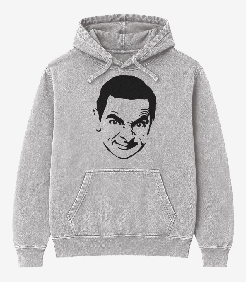Poleron Canguro Acid Wash Gris Melange de Mr Bean