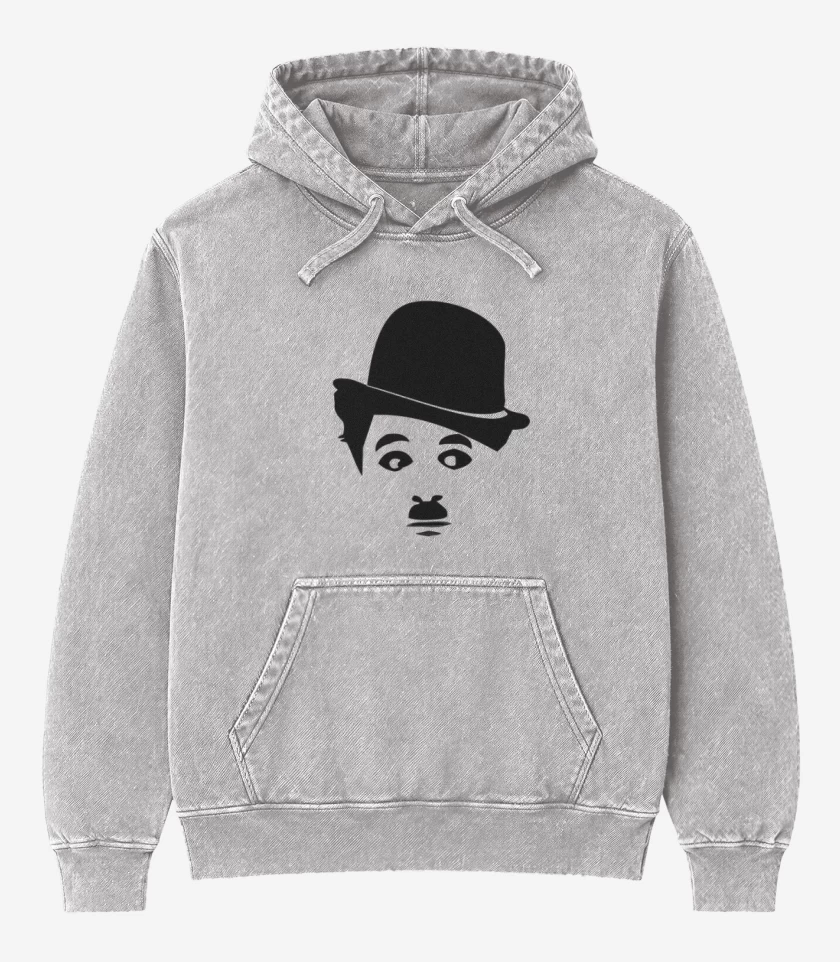 Poleron Canguro Acid Wash Gris Melange de Chaplin