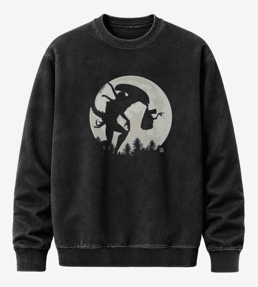 Poleron Polo Acid Wash Negro de ALIEN E.T.