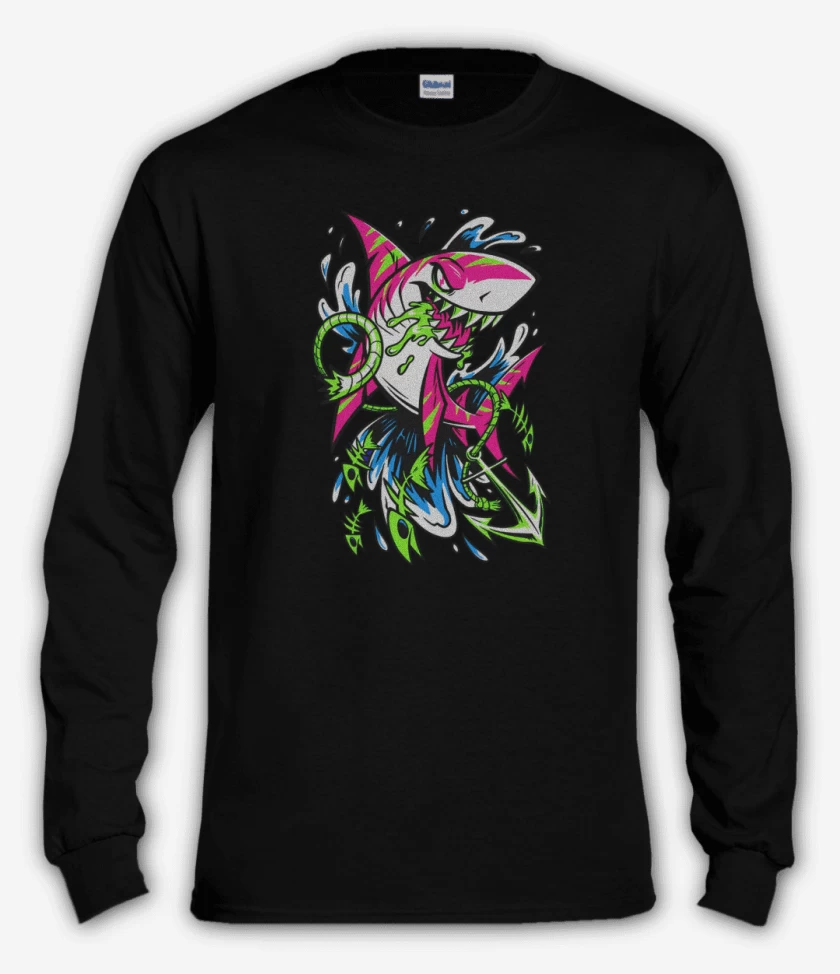 Polera manga larga Negro de Tiburon