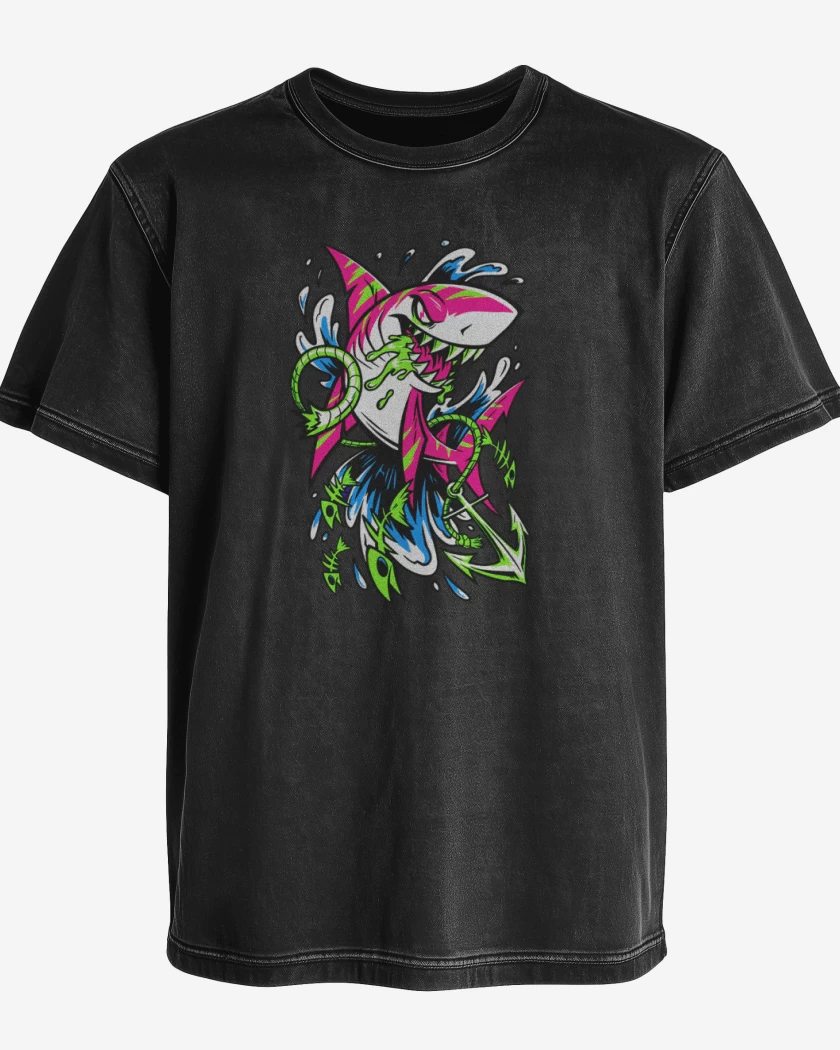 Polera desgastada Negro de Tiburon