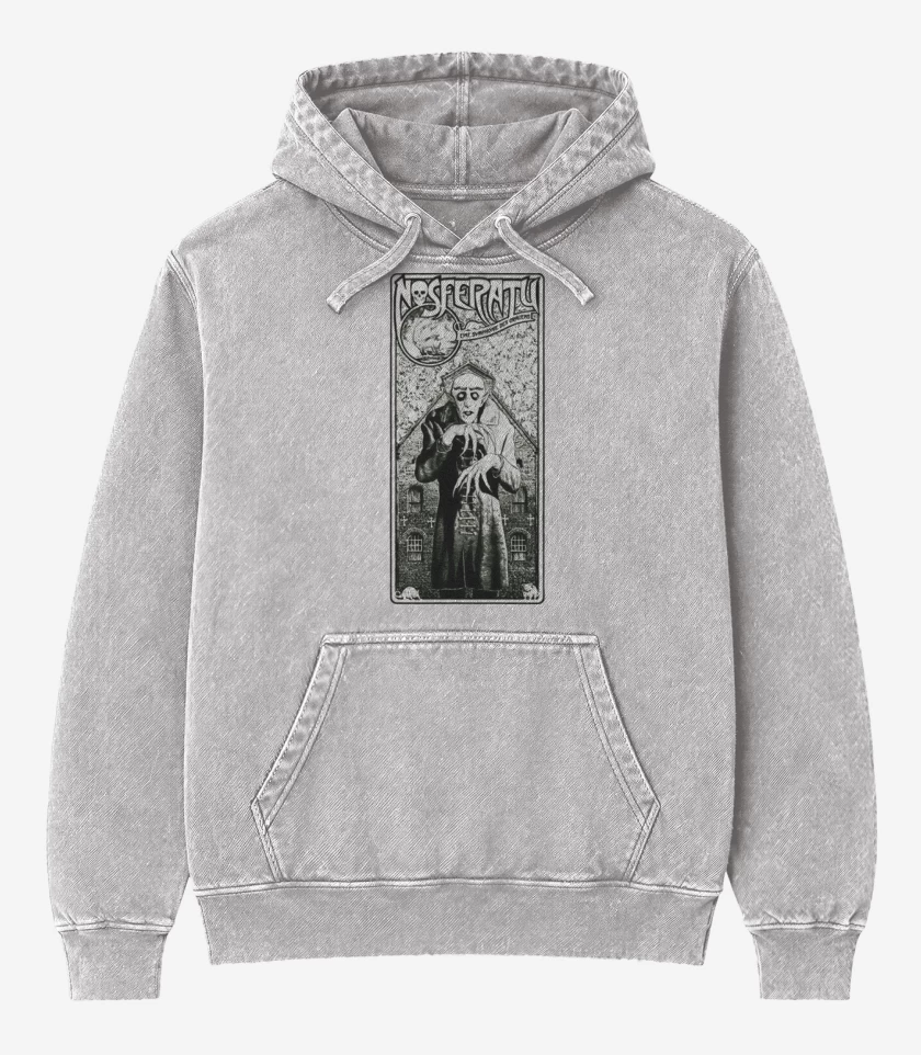 Poleron Canguro Acid Wash Gris Melange de Nosferatu 