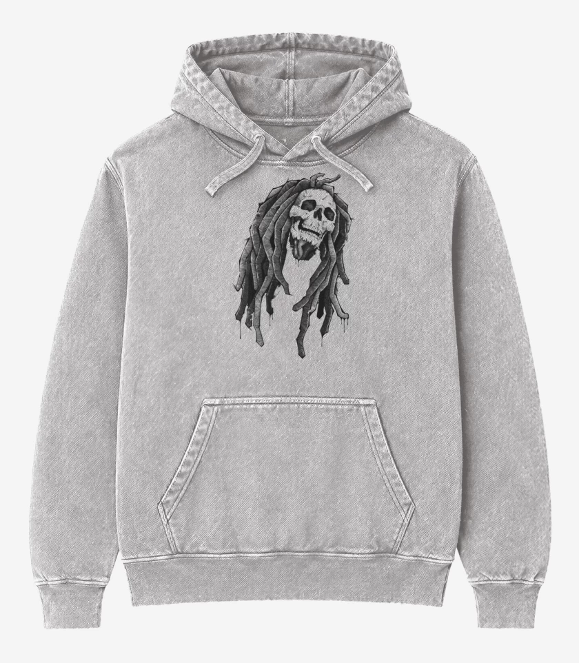 Poleron Canguro Acid Wash Gris Melange de Bob Calavera