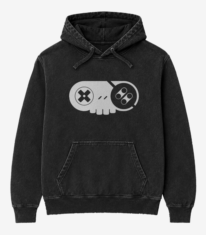 Poleron Canguro Acid Wash Negro de Memento snes