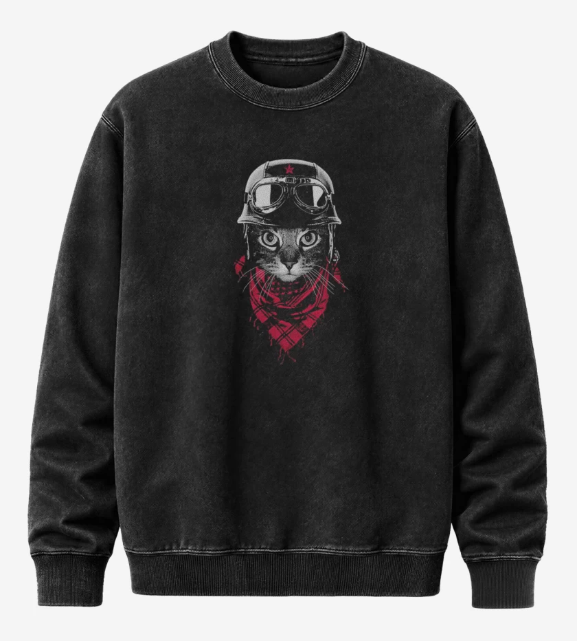 Poleron Polo Acid Wash Negro de Gato revo