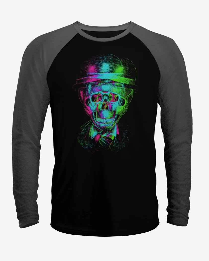 Polera Raglan Negro / Negro Heather de Skull colors