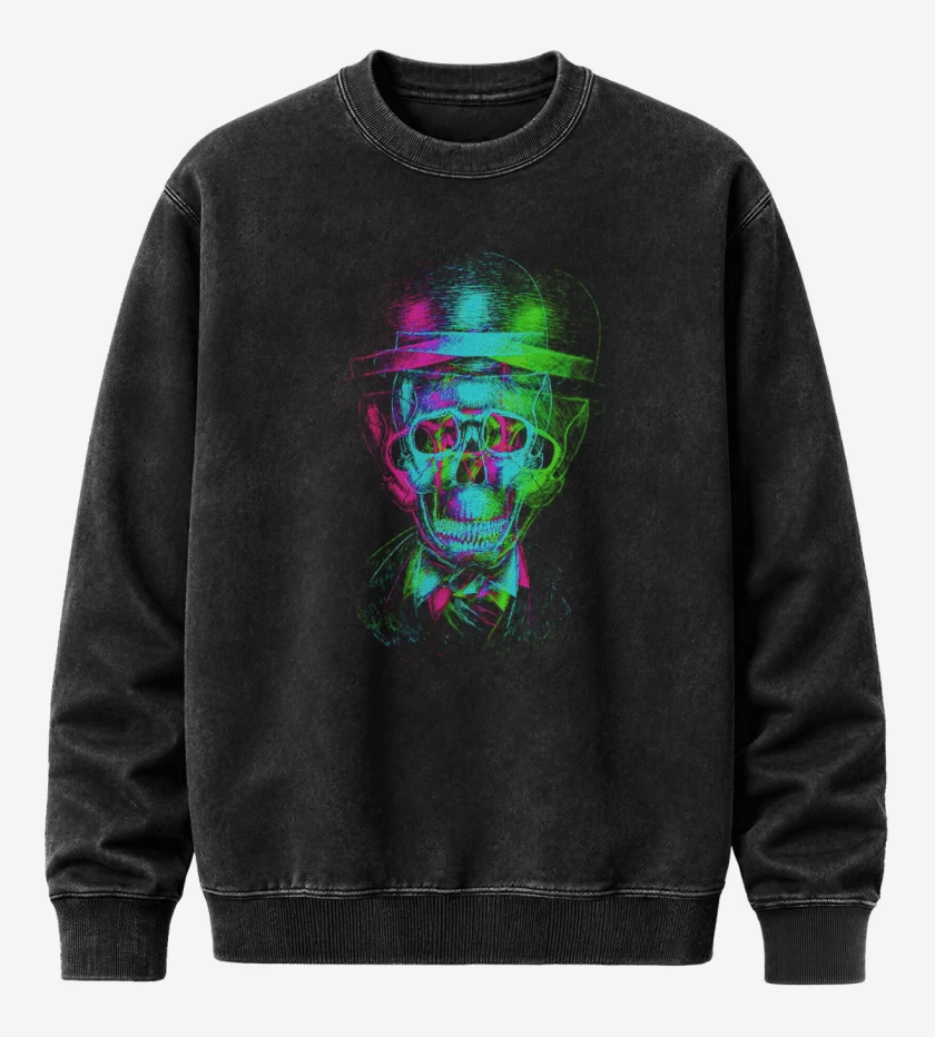 Poleron Polo Acid Wash Negro de Skull colors