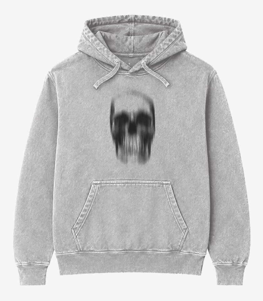 Poleron Canguro Acid Wash Gris Melange de Calavera 1