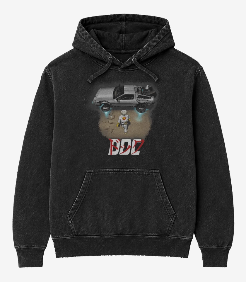 Poleron Canguro Acid Wash Negro de Delorean Doc 