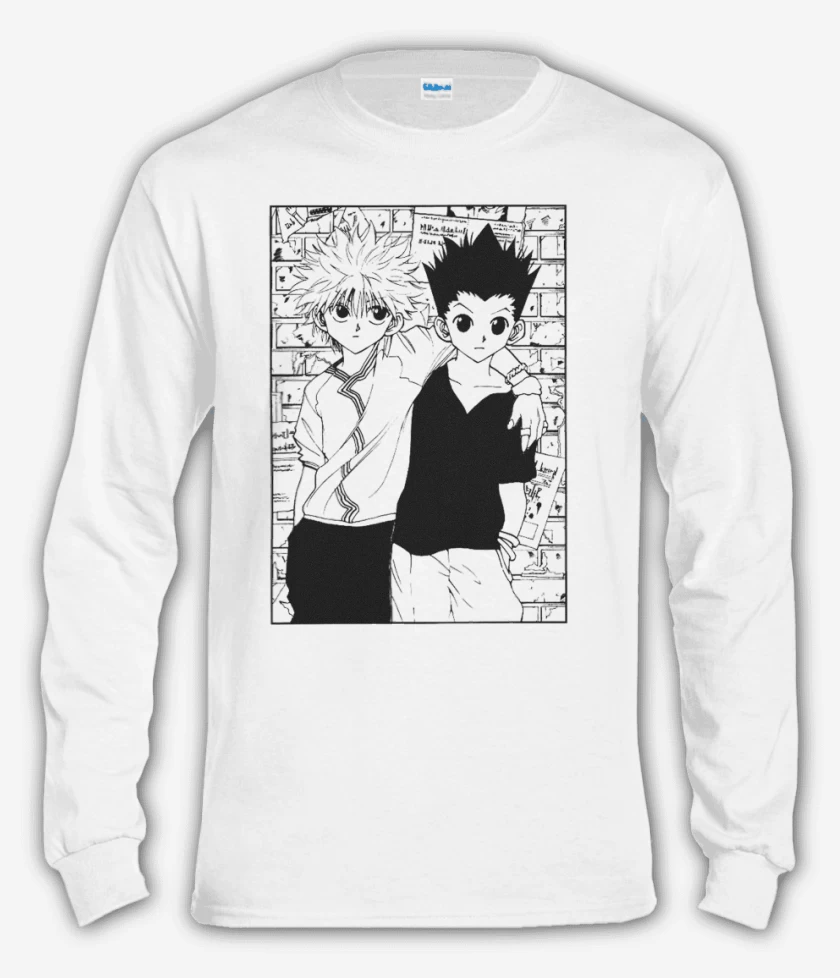 Polera manga larga Blanco de Gon y Killua