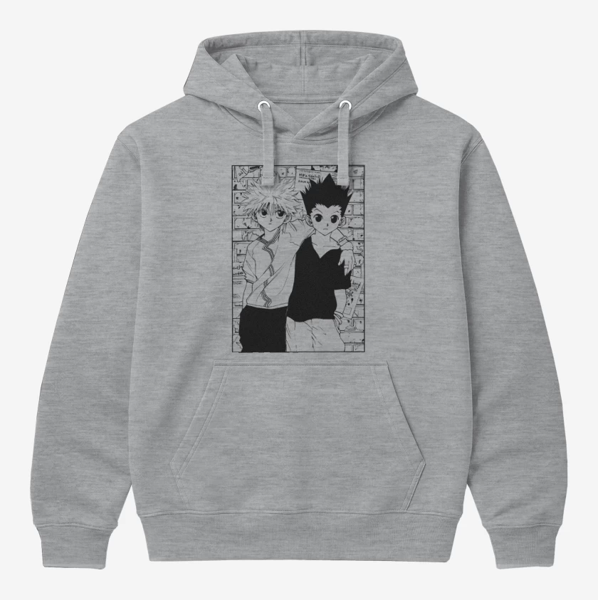 Polerón Canguro Gris Melange de Gon y Killua