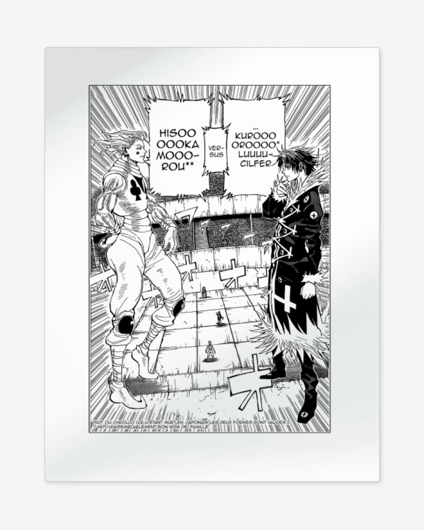 Print metalico Blanco de hisoka vs kuroro