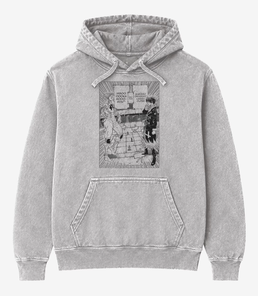 Poleron Canguro Acid Wash Gris Melange de hisoka vs kuroro