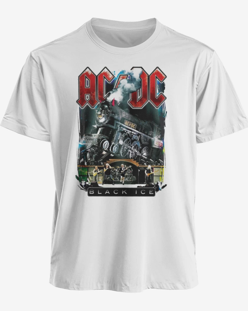 Polera premium Blanco de AC DC Black ice