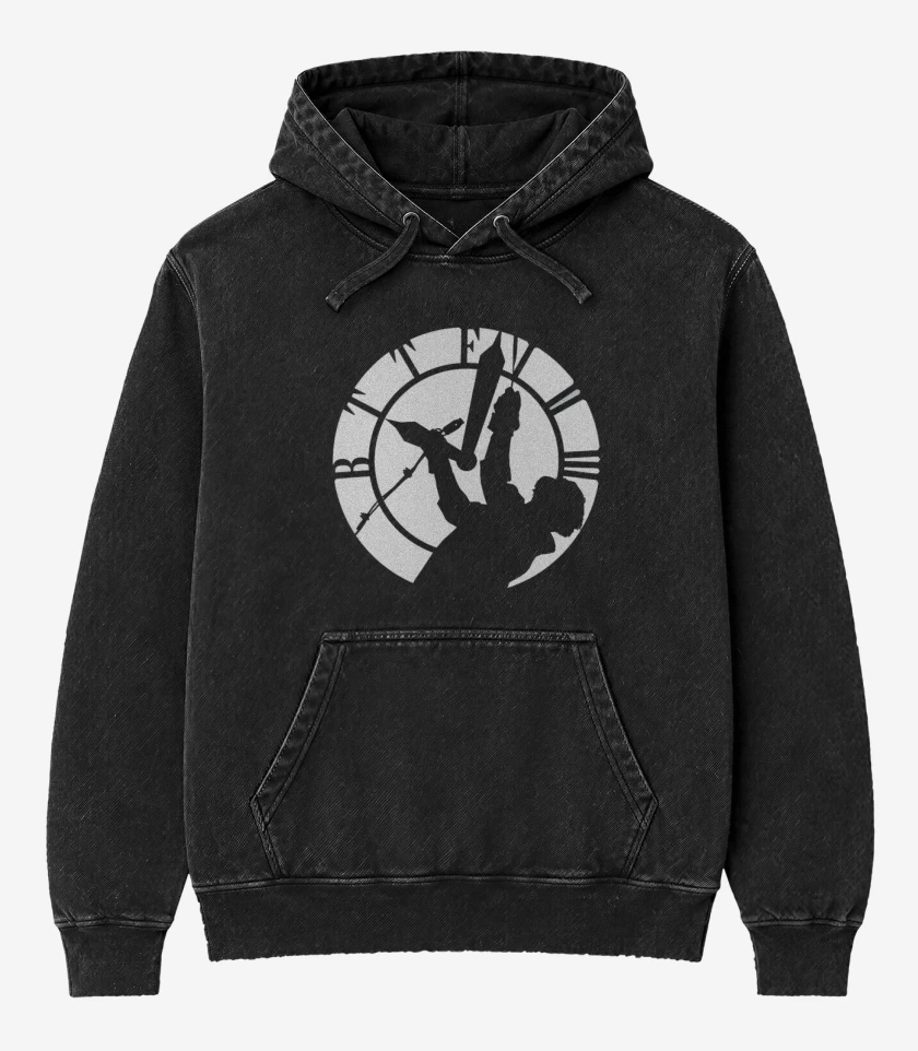 Poleron Canguro Acid Wash Negro de BTTF CLOCK
