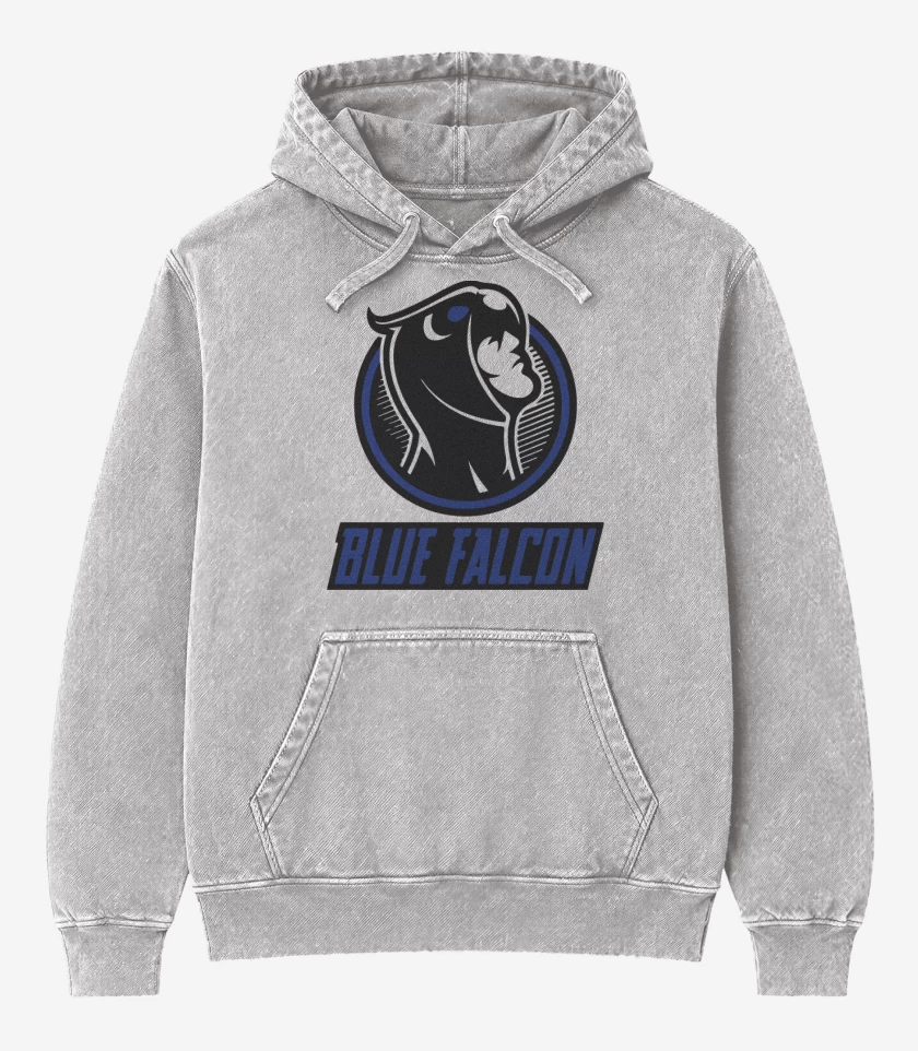 Poleron Canguro Acid Wash Gris Melange de blue falcon