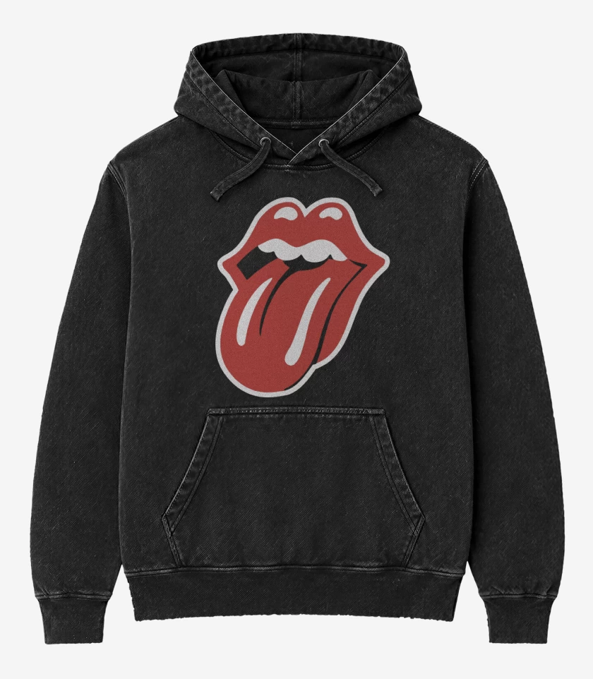 Poleron Canguro Acid Wash Negro de Rolling stones