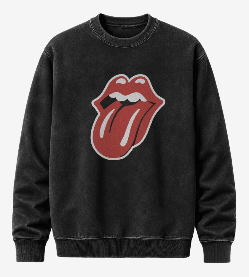 Poleron Polo Acid Wash Negro de Rolling stones