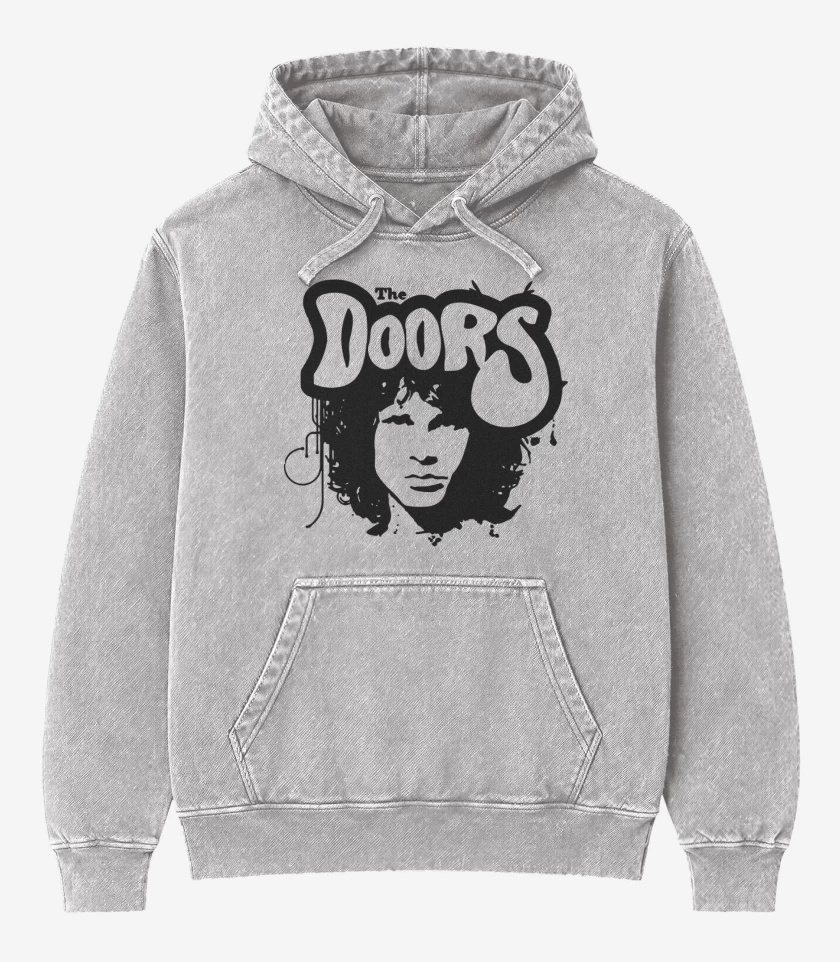 Poleron Canguro Acid Wash Gris Melange de The Doors