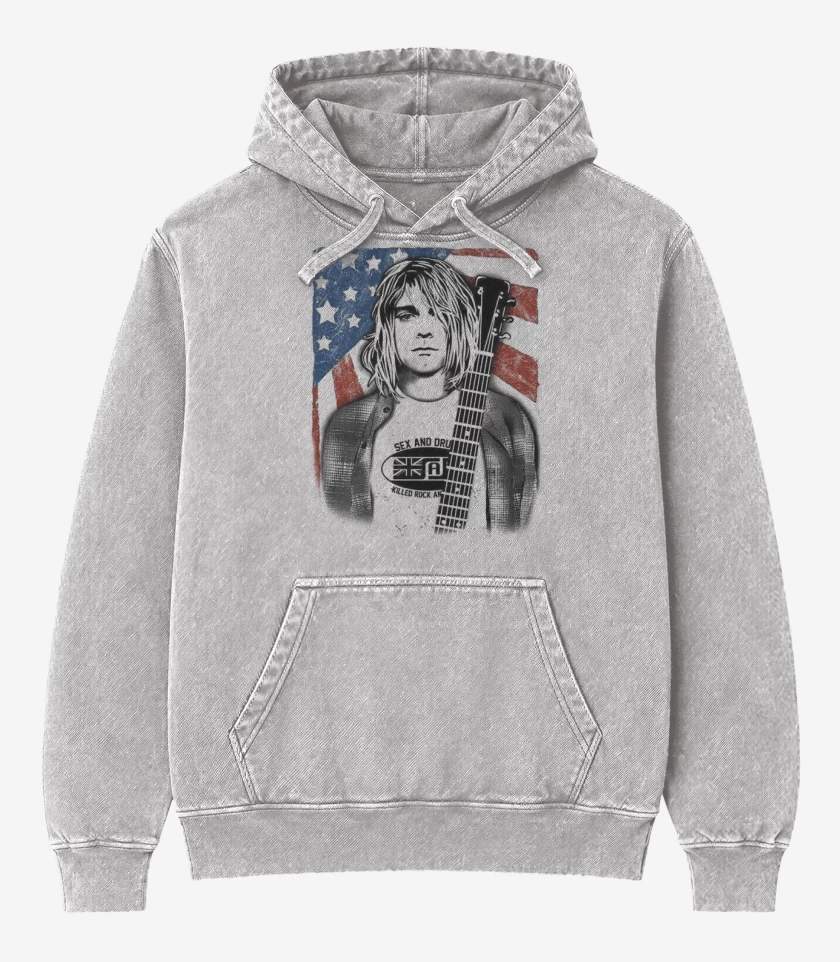 Poleron Canguro Acid Wash Gris Melange de Kurt Guitar 