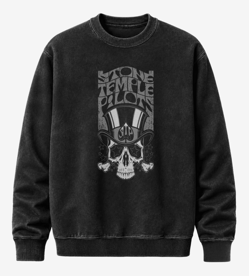 Poleron Polo Acid Wash Negro de Stone Temple Pilots 4