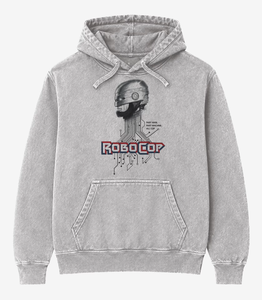 Poleron Canguro Acid Wash Gris Melange de ROBOCOP 2