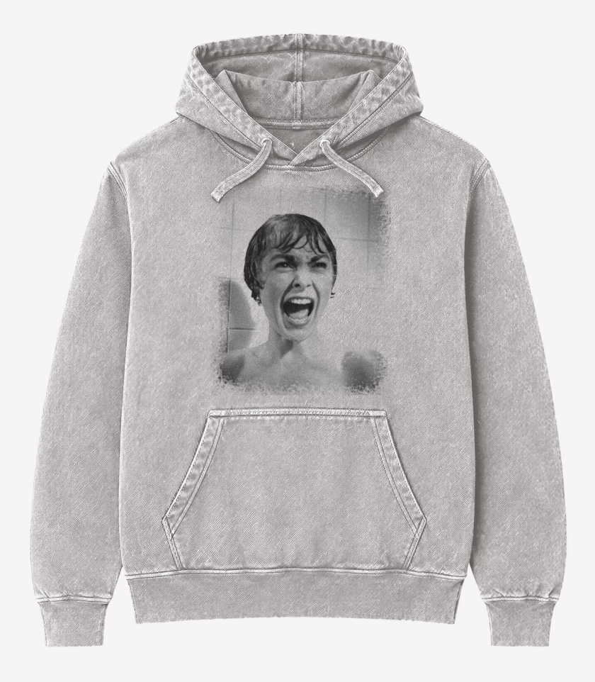 Poleron Canguro Acid Wash Gris Melange de Psicosis 