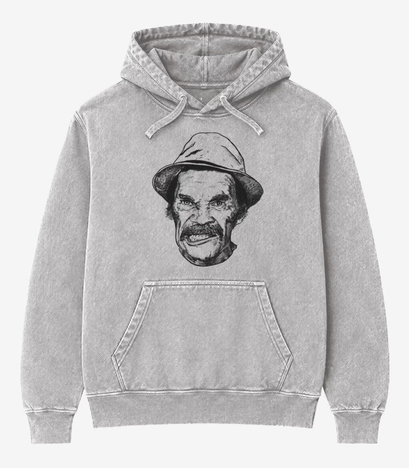 Poleron Canguro Acid Wash Gris Melange de Ron Damon