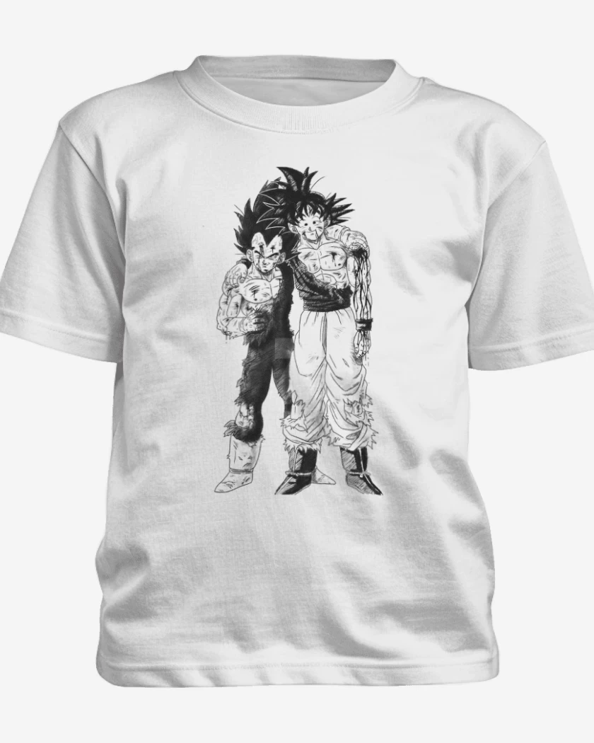 Polera de niño Blanco de Goku y Vegeta
