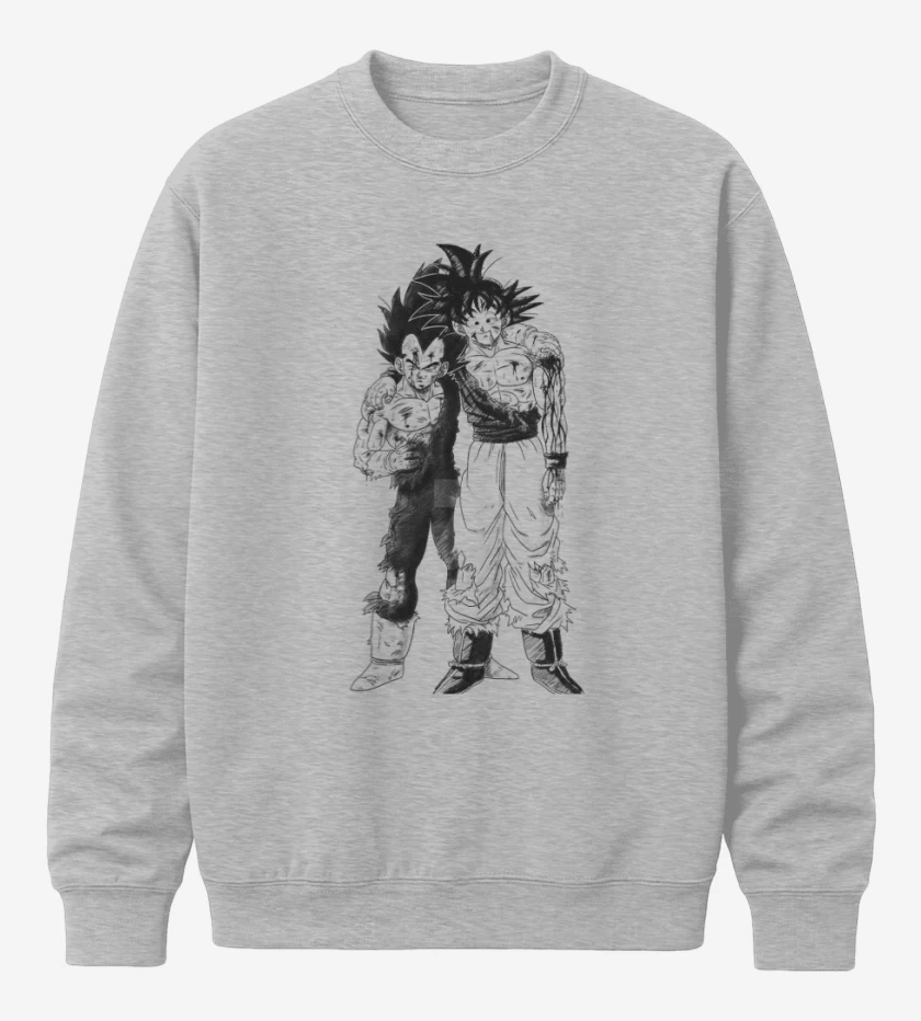 Poleron polo Gris Melange de Goku y Vegeta