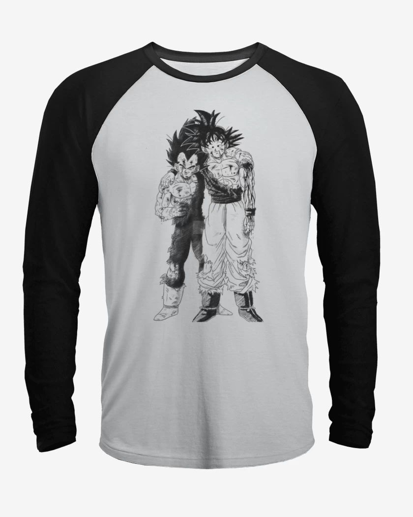 Polera Raglan Blanco / Negro de Goku y Vegeta